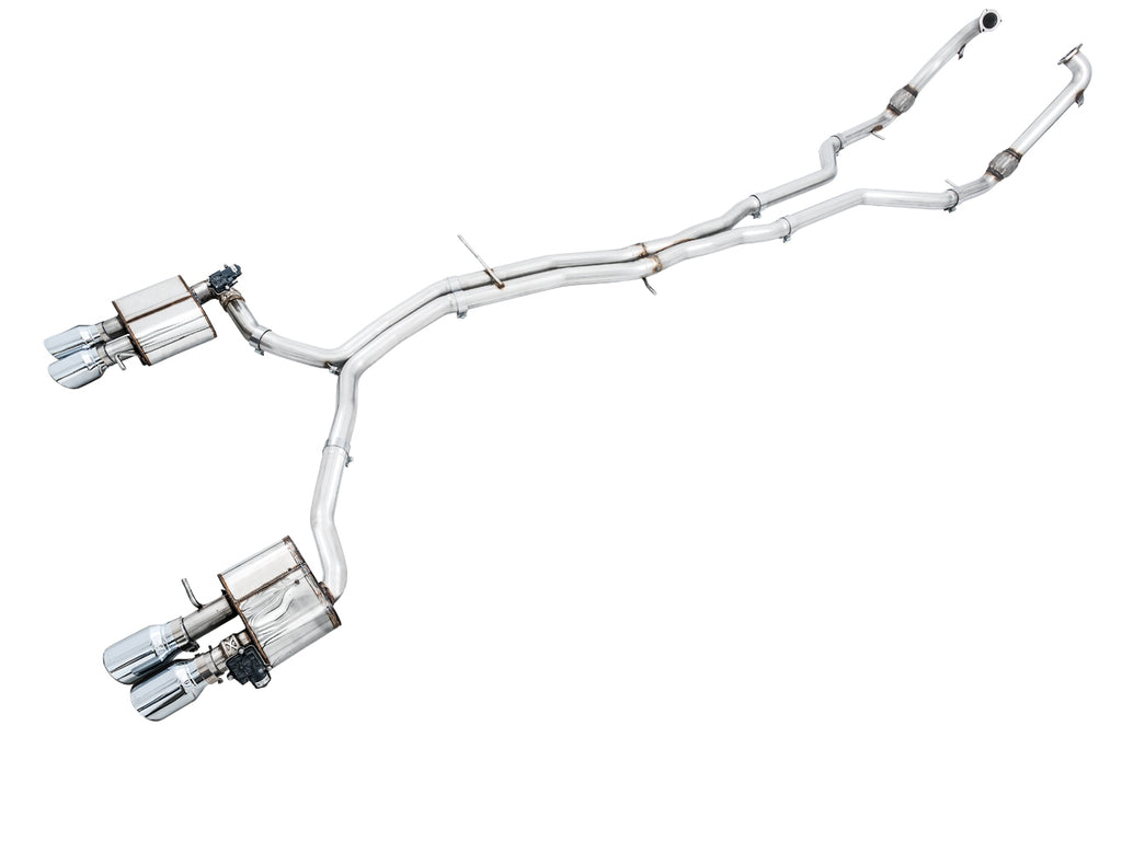 AWE SwitchPath™ Exhaust for Audi B9 S5 Coupe - Non-Resonated - 4" Chrome Silver Tips