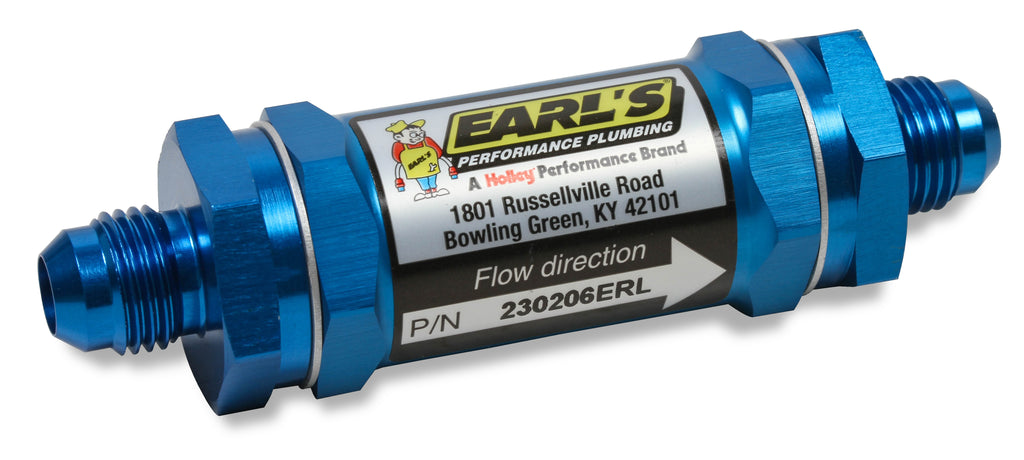 Fuel Filter w/ Screen Type Element - 85 Micron - 4 AN Male Inlet & Outlet - Blue