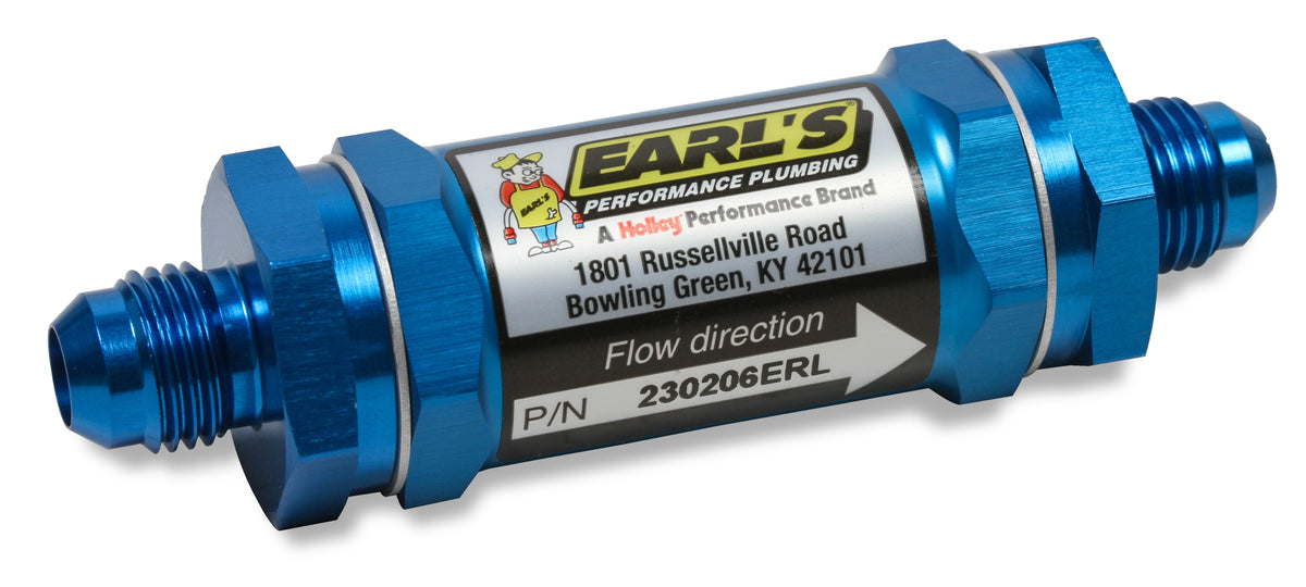 Fuel Filter w/ Screen Type Element - 85 Micron - 4 AN Male Inlet & Outlet - Blue