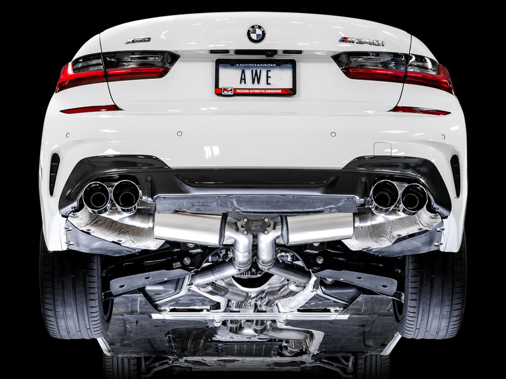 AWE Resonated Touring Edition Exhaust for G2X M340i / M440i - 4" Chrome Silver Tips