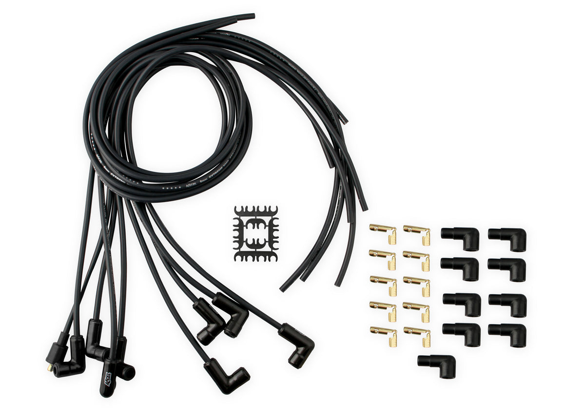 Spark Plug Wire Set - Universal - 90 Deg Black Ceramic Boots - 9001CK, Spark Plug Wires, Pro Fit Ceramic, Spiral Core, 8mm, Black, Set