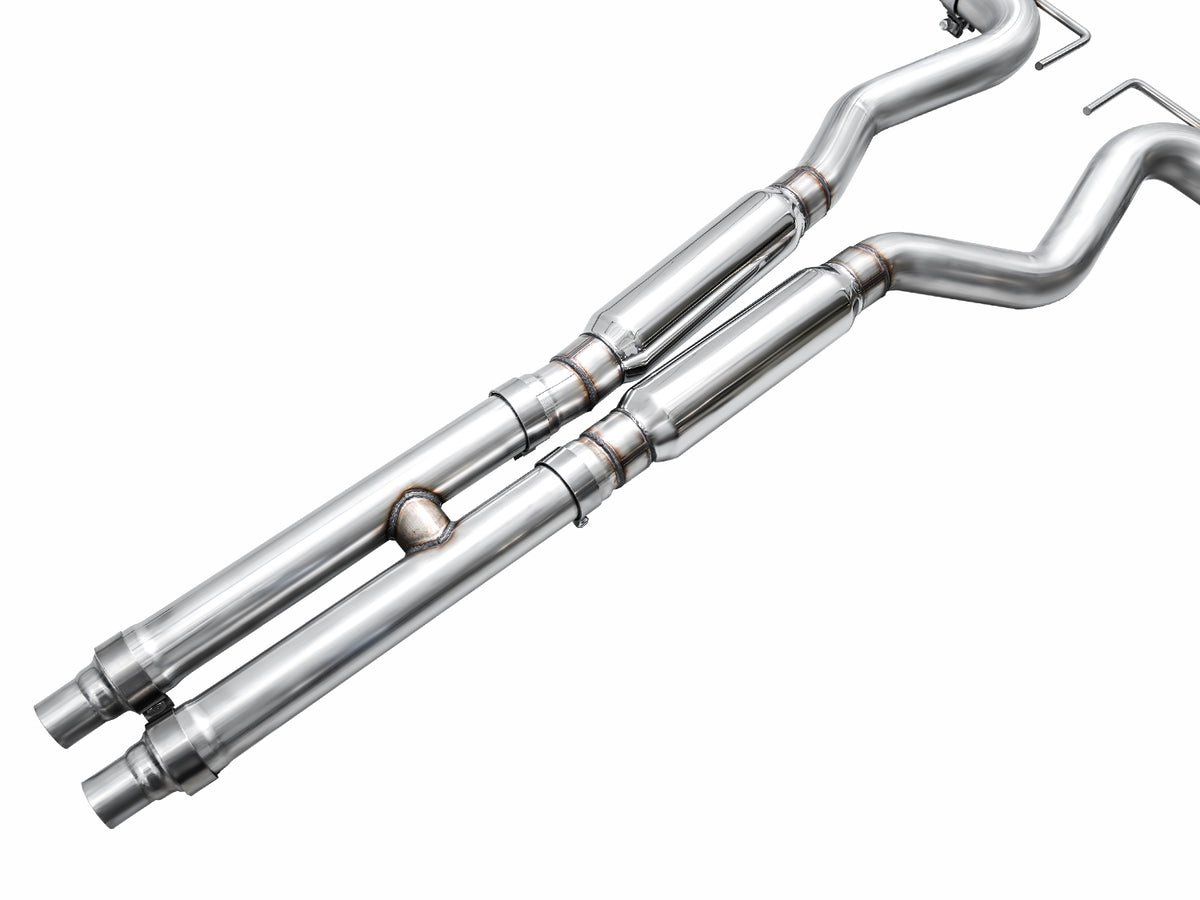 AWE Track Edition Exhaust for S650 Ford Mustang GT Fastback - Quad Diamond Black Tips