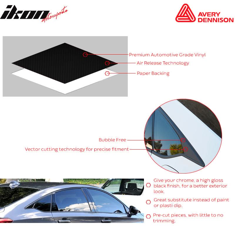 2017-2023 Tesla Model 3 Gloss Black Window Trim Chrome Delete Kit