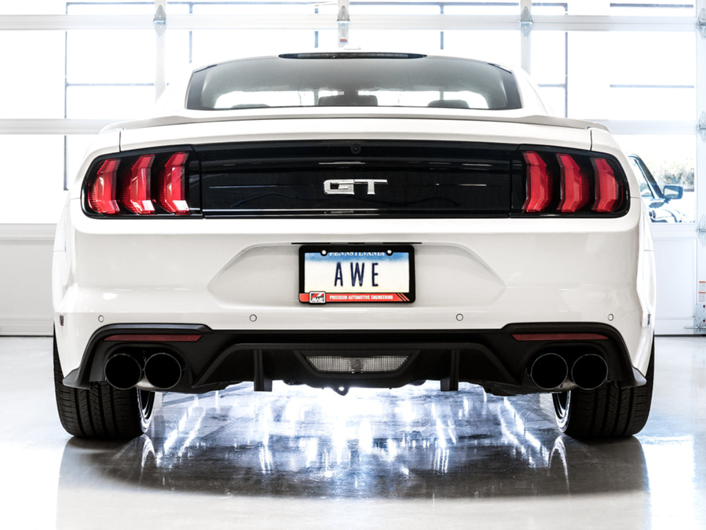 AWE Touring Edition Cat-back Exhaust for the '18-'23 S550 Mustang GT - Quad Diamond Black Tips