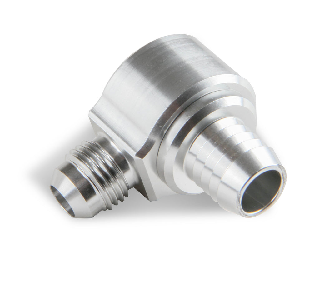 .588" Barb for Booster Grommet (fits Grommet w/ 13/16" OD on Booster), -6 AN Male Flare for Engine Vacuum, Clear Anodized Finish, Use w/ -6 AN Style Vacuum Hose