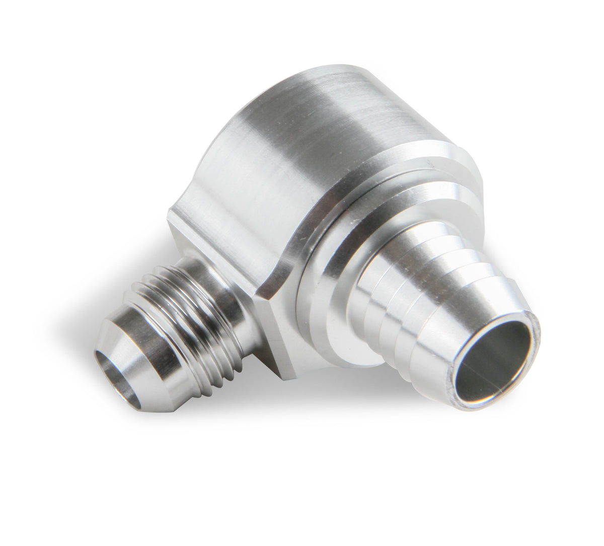.588" Barb for Booster Grommet (fits Grommet w/ 13/16" OD on Booster), -6 AN Male Flare for Engine Vacuum, Clear Anodized Finish, Use w/ -6 AN Style Vacuum Hose