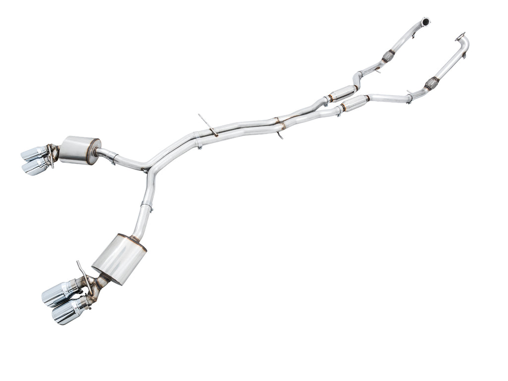 AWE Touring Edition Exhaust for Audi B9 S5 Coupe - Resonated - 4" Chrome Silver Tips