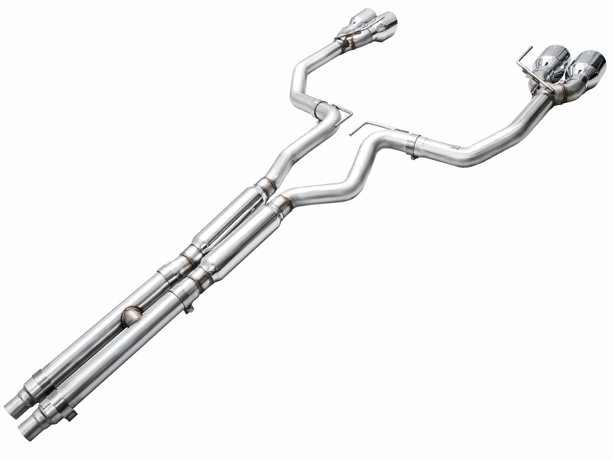 AWE Track Edition Exhaust for S650 Ford Mustang Dark Horse - Quad Chrome Silver Tips