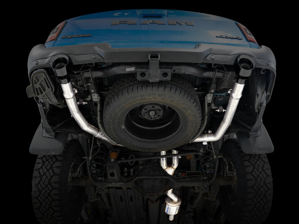 AWE 0FG Dual Rear Exit Catback for 5th Gen RAM 1500 5.7L (with bumper cutouts) - Diamond Black Tips