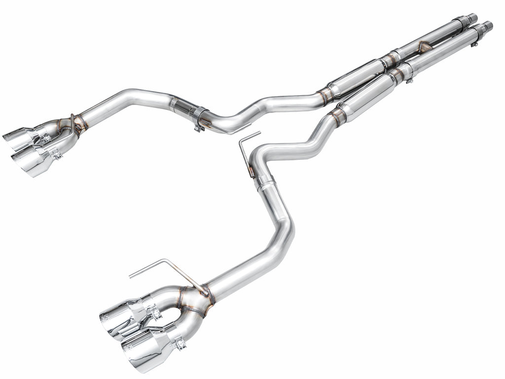 AWE Track Edition Exhaust for S650 Ford Mustang GT Fastback - Quad Chrome Silver Tips