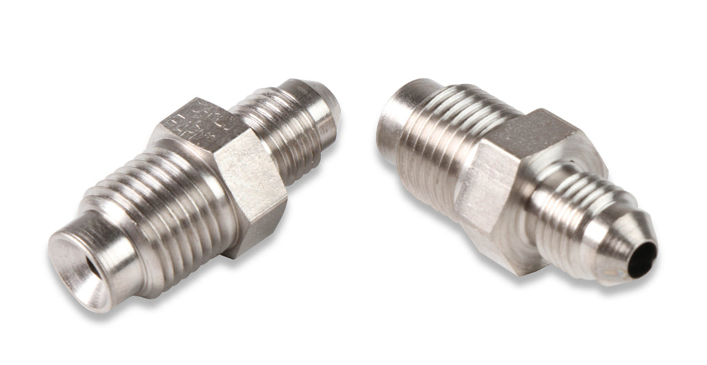 Brake Adapter Thread Size -3AN To 9/16"-18 Inverted Flare Male - 2 Per Package - Steel w/ Electroless Nickel Plating.