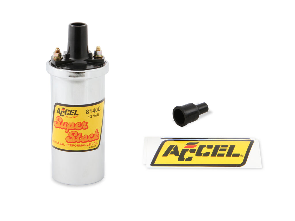 Ignition Coil - Chrome - 42000v 1.4 ohm primary - Points - up to 6500 RPM - 8140C superstock ignition coil is a chrome canister style high performance replacement coil.