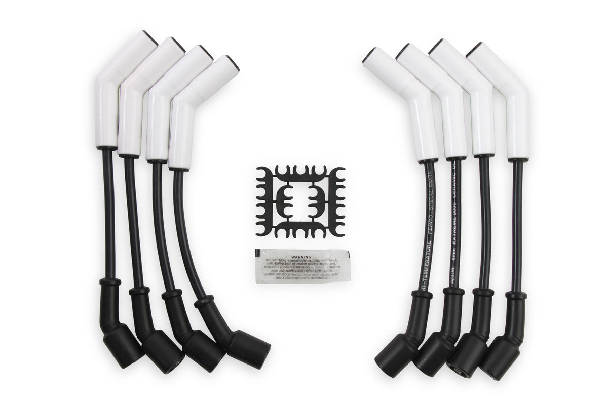 Spark Plug Wire Set - Extreme 9000 Ceramic Boot - LS Terminals LS3/LS4/LS7 - This custom fit extreme heat ceramic boot ferro-spiral core spark plug wire set fits GM gen 4 LS3/LS4/LS7 engines.