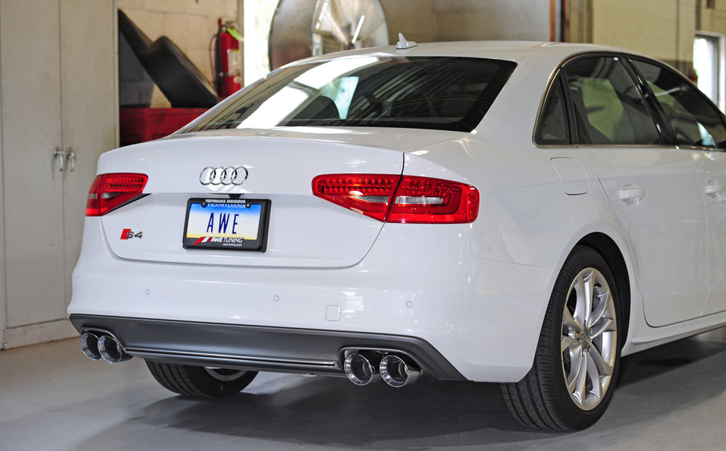 AWE Track Edition Exhaust for Audi B8 S4 3.0T - 4" Chrome Silver Tips