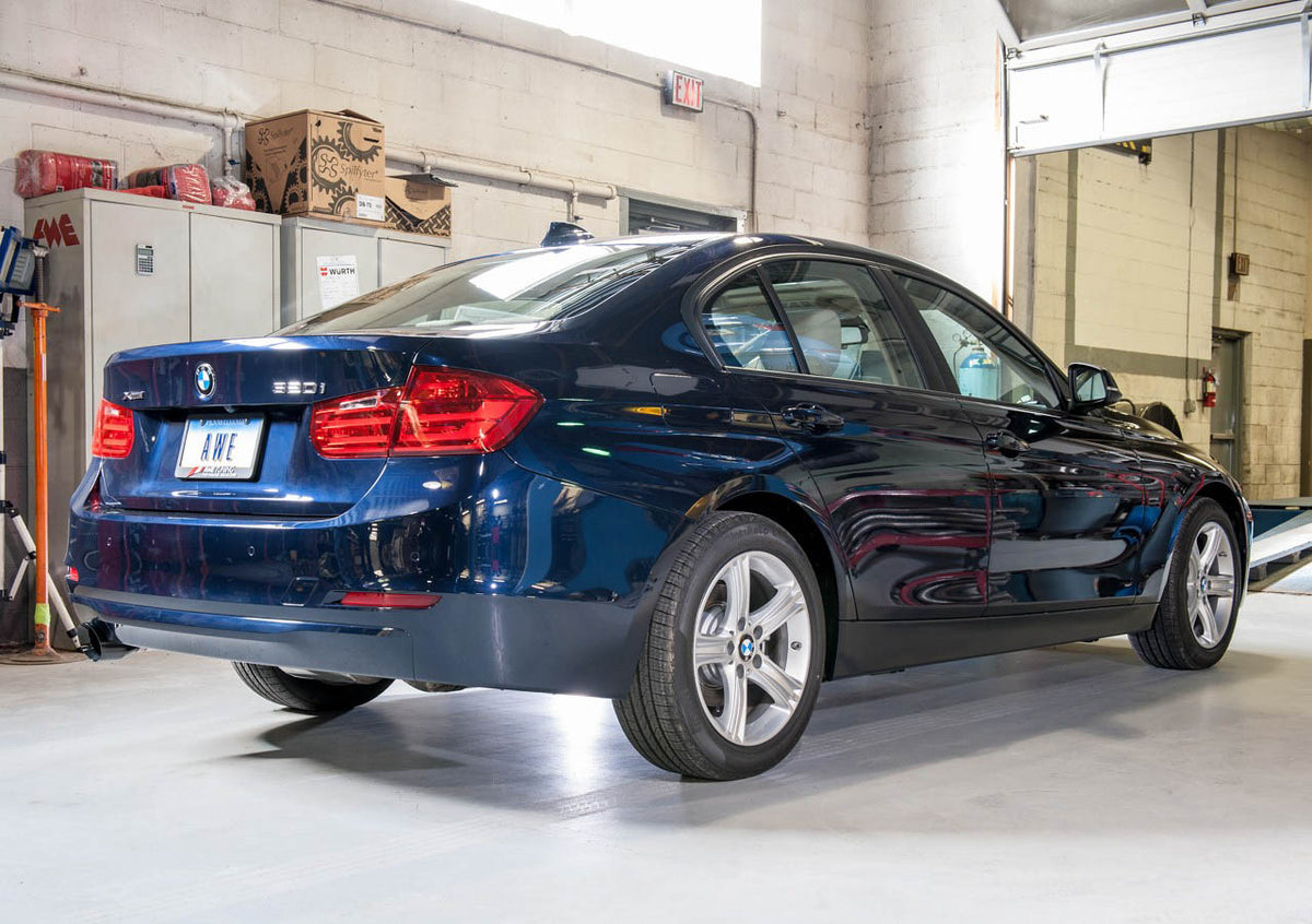 AWE Touring Edition Exhaust + Performance Mid Pipe for BMW F30 320i - 4" Diamond Black Tip