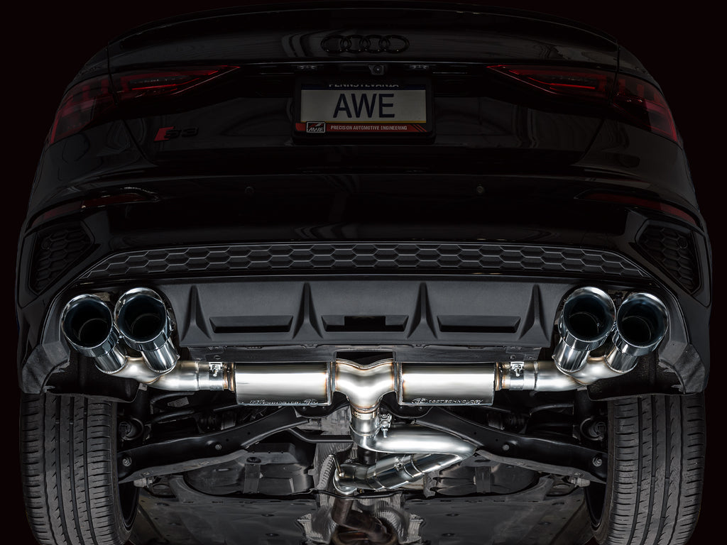 AWE Touring Edition Exhaust for Audi 8Y S3 - 4.5" Chrome Silver Tips