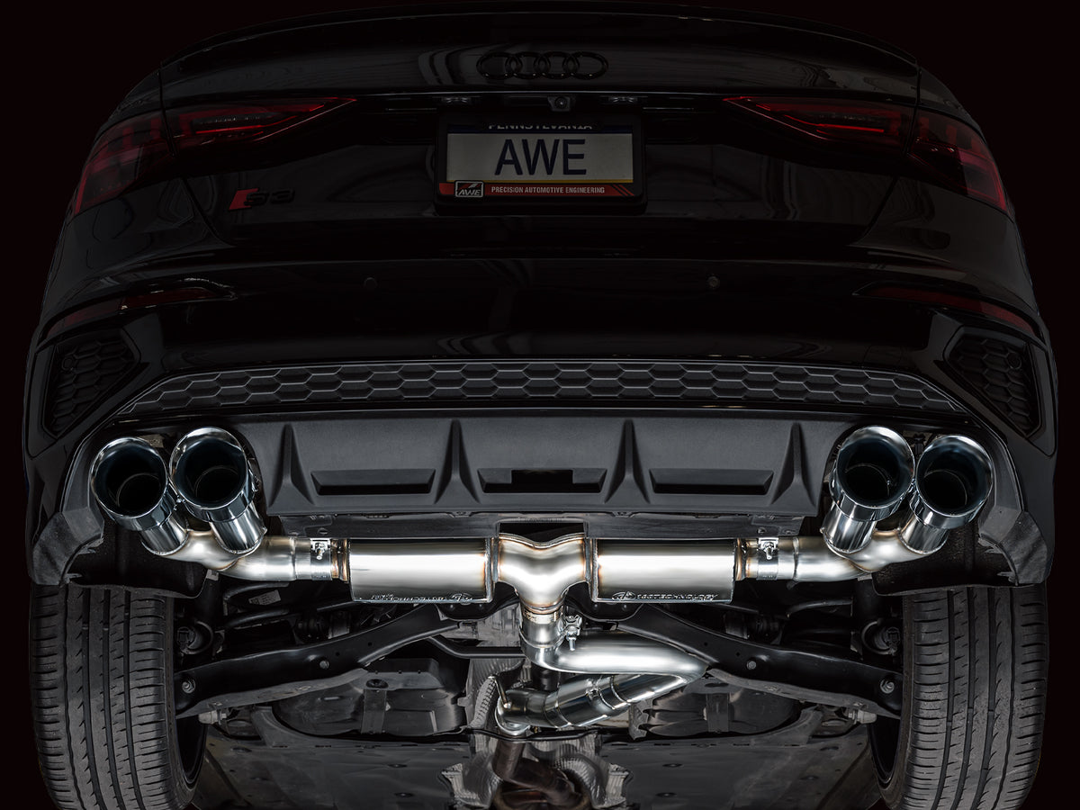 AWE Touring Edition Exhaust for Audi 8Y S3 - 4.5" Chrome Silver Tips