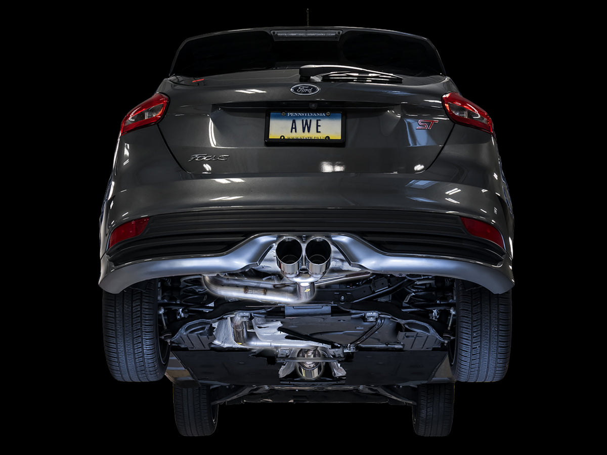 AWE Track Edition Cat-back Exhaust for Ford Focus ST - Chrome Silver Tips