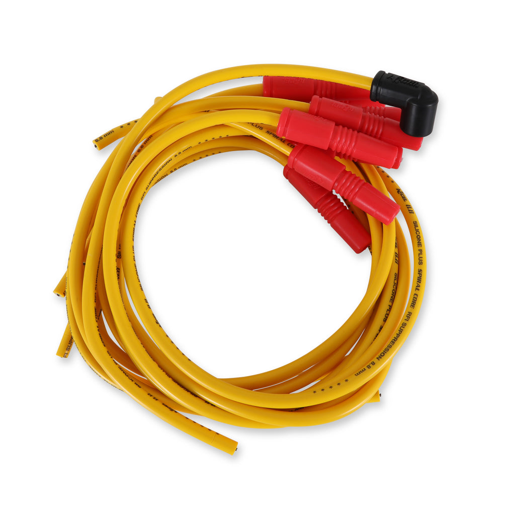 Spark Plug Wire Set- 8.8mm-Spiral Suppression- Universal Vari-Angle Boots-Yellow - 8033, Spark Plug Wires, 8.8mm, Spiral Core, Yellow, Set