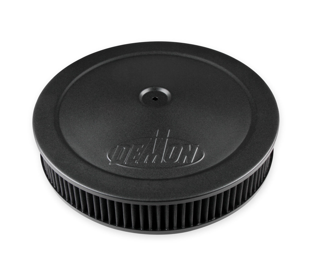 Demon branded 14" Black Air Cleaner assembly with reusable gauze style filter element