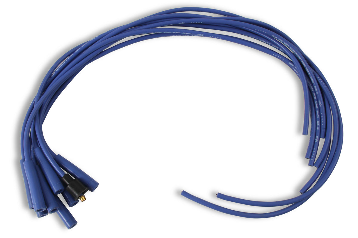 Spark Plug Wire Set- 8mm - Blue Wire with Blue Straight Boots - 4040B, Spark Plug Wires, Super Stock, Spiral Core, 8mm, Blue, Set