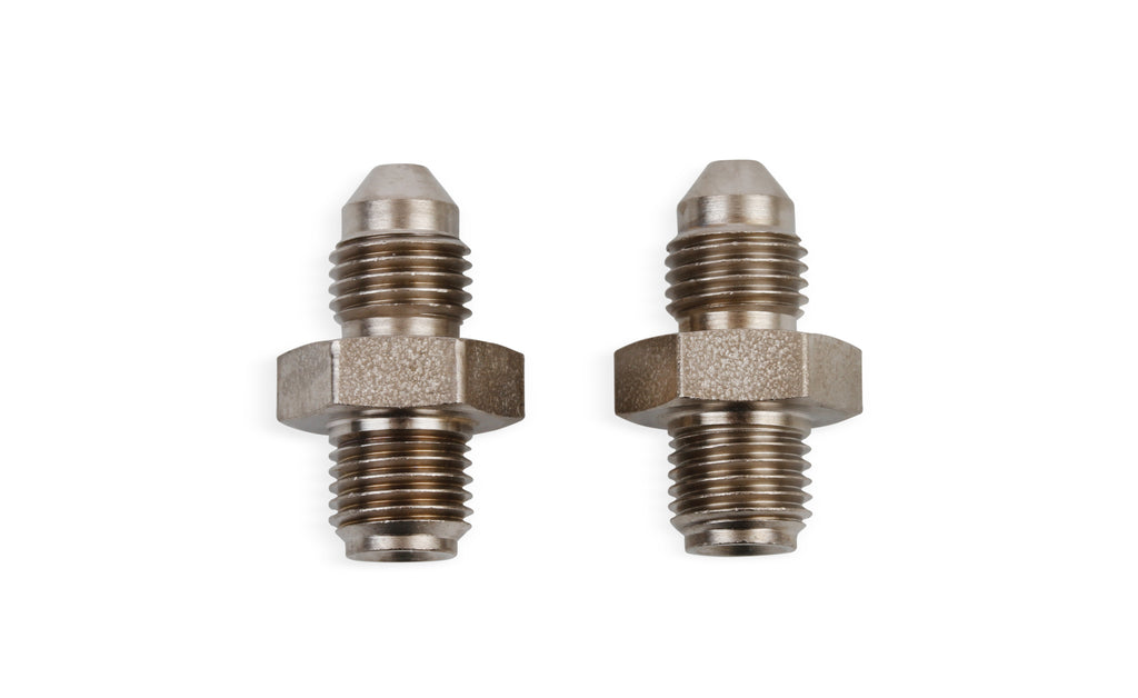 Brake Adapter Thread Size -3AN To 3/8"-24 Inverted Flare 2 Per Package Electroless Nickel Plated Short Steel