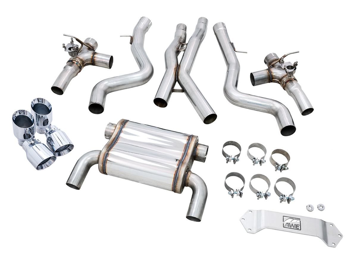 AWE SwitchPath™ Catback Exhaust for BMW F8X M3/M4 - 4" Chrome Silver Tips