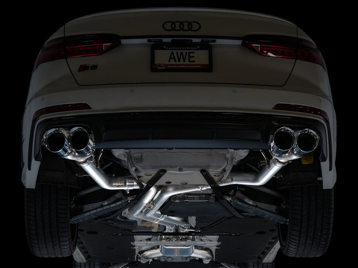 AWE Track Edition Exhaust for Audi C8 S6/S7 - 4.5" Chrome Silver Tips