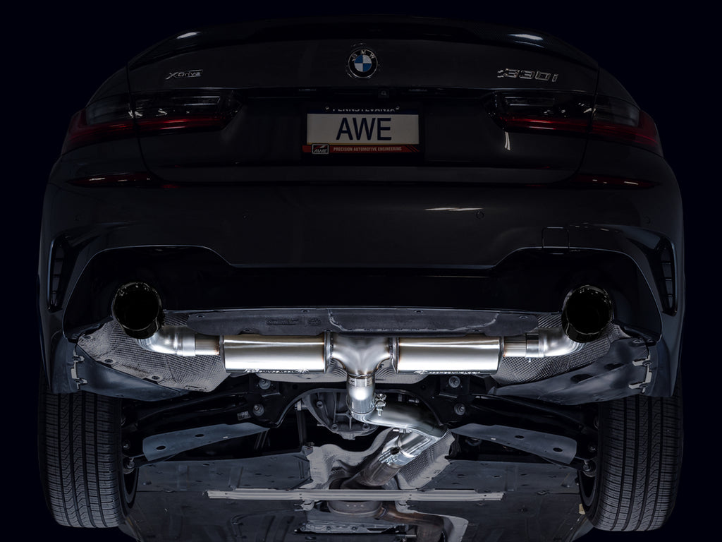 AWE Touring Edition Axleback Exhaust for BMW G2X 330i/430i - 4.5” Diamond Black Tips