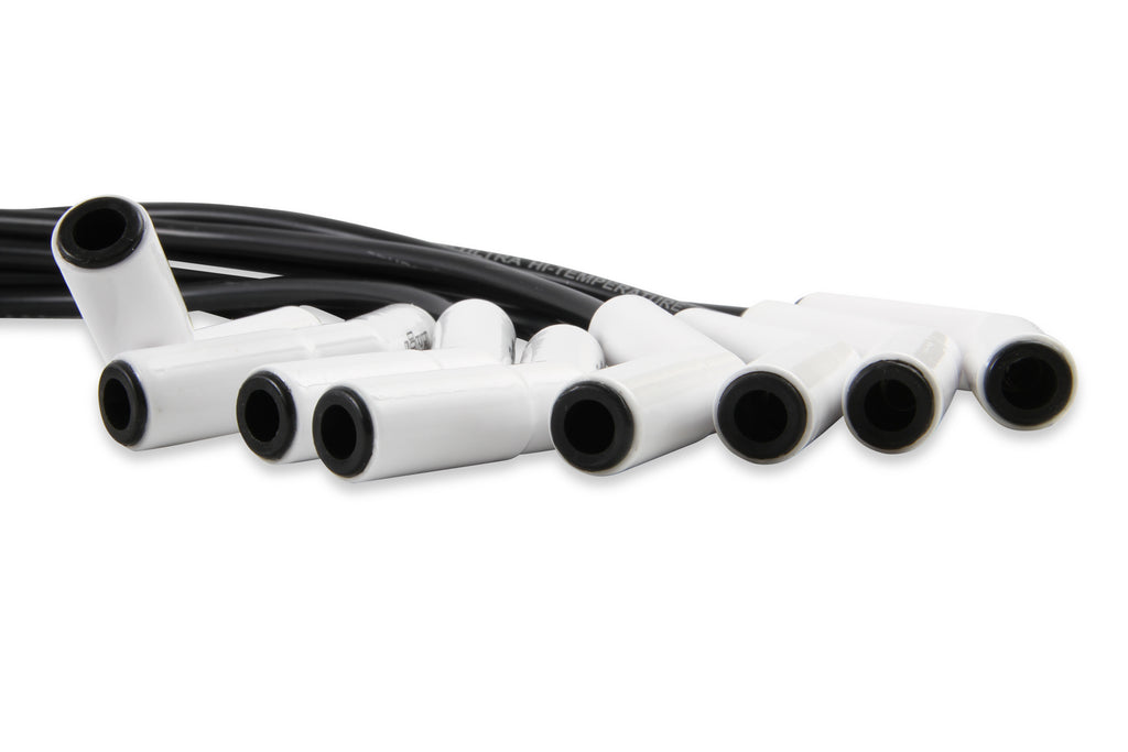 Spark Plug Wire Set - Universal - 135 Deg White Ceramic Boots - 9002C, Spark Plug Wires, Pro Fit Ceramic, Spiral Core, 8mm, Black, Set