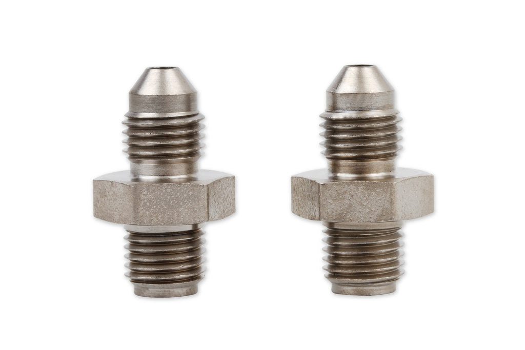 Brake Adapter Thread Size -3AN To 3/8"-24 Inverted Flare 2 Per Package Electroless Nickel Plated Short Steel