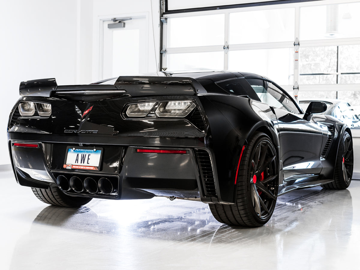 AWE Track Edition Axleback Exhaust for C7 Corvette - 4.5" Diamond Black Tips