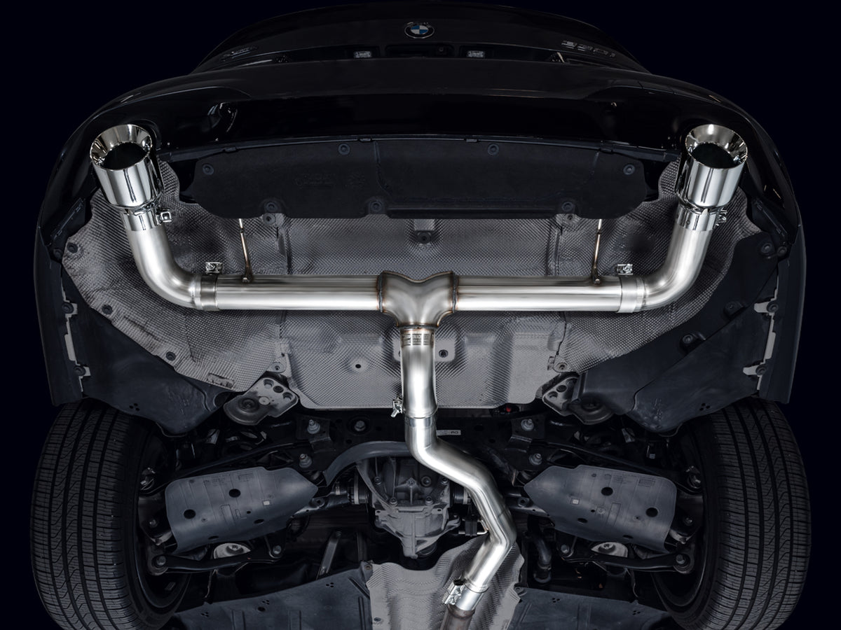 AWE Track Edition Axleback Exhaust for BMW G2X 330i/430i - 4.5” Chrome Silver Tips