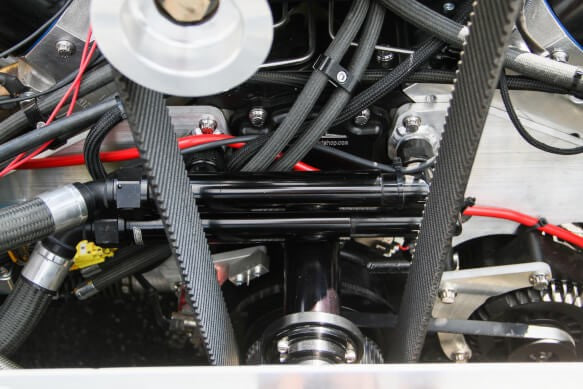 Fits GM LS Series Engines w/ Remote Electric Water Pump, -16 AN Male Inlet & Outlet, Billet Aluminim w/ Black Anodized Finish