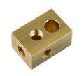 Brake Adapter Tee with (3) 3/8"-24 Inverted Flare Female Ports, and (1) 1/8" NPT Port, 7/16" Mounting Hole, 1 Per Package, Brass Construction.