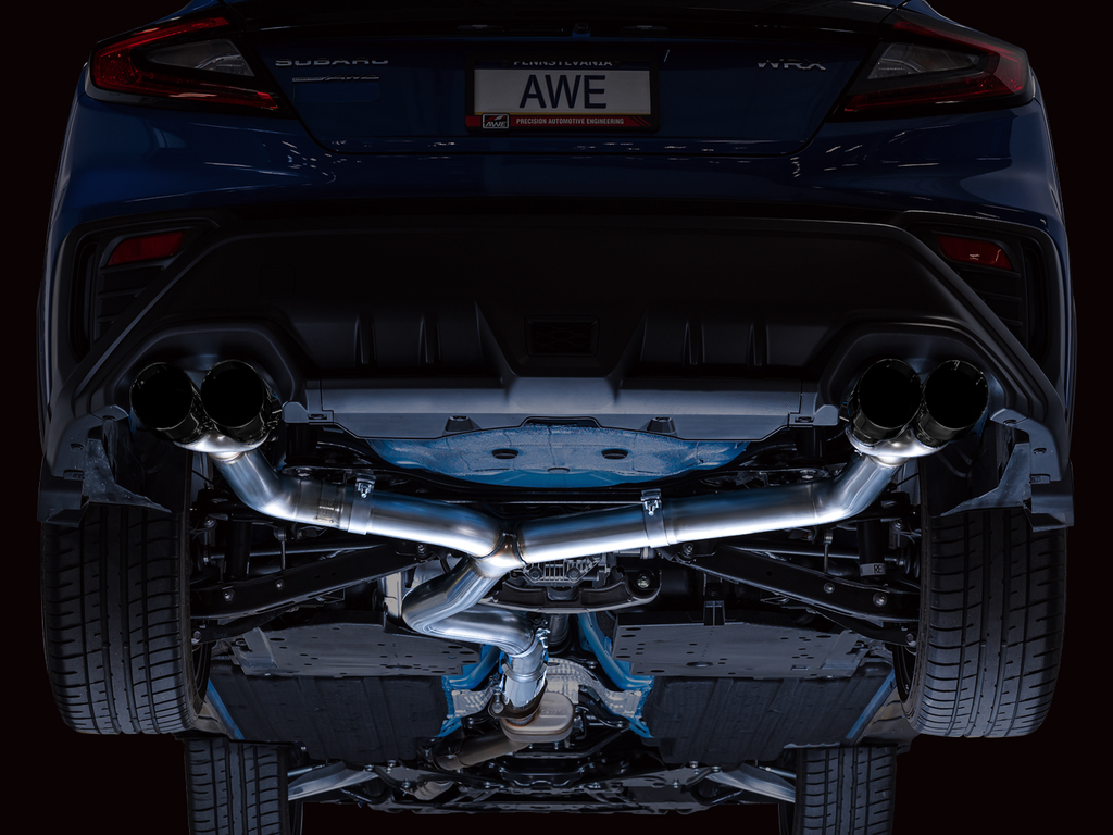 AWE Track Edition Catback Exhaust for VB Subaru WRX - 4" Diamond Black Tips