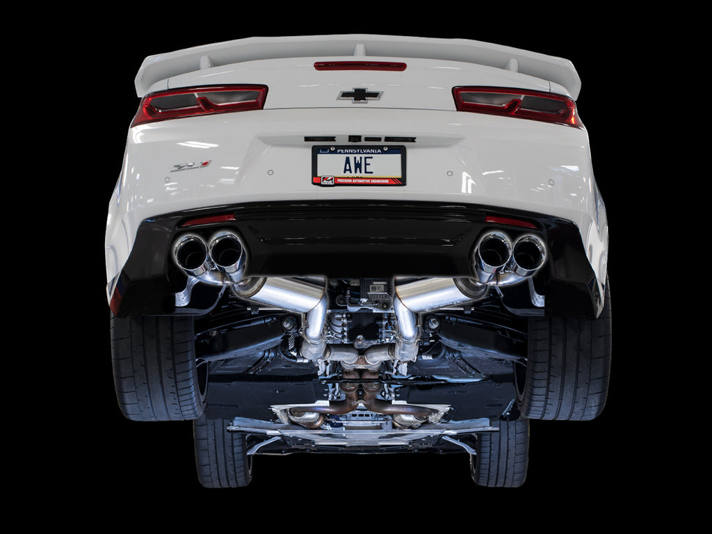 AWE Touring Edition Axleback Exhaust for Gen6 Camaro SS/ZL1/LT1, Quad Outlet - 4.5" Chrome Silver Tips