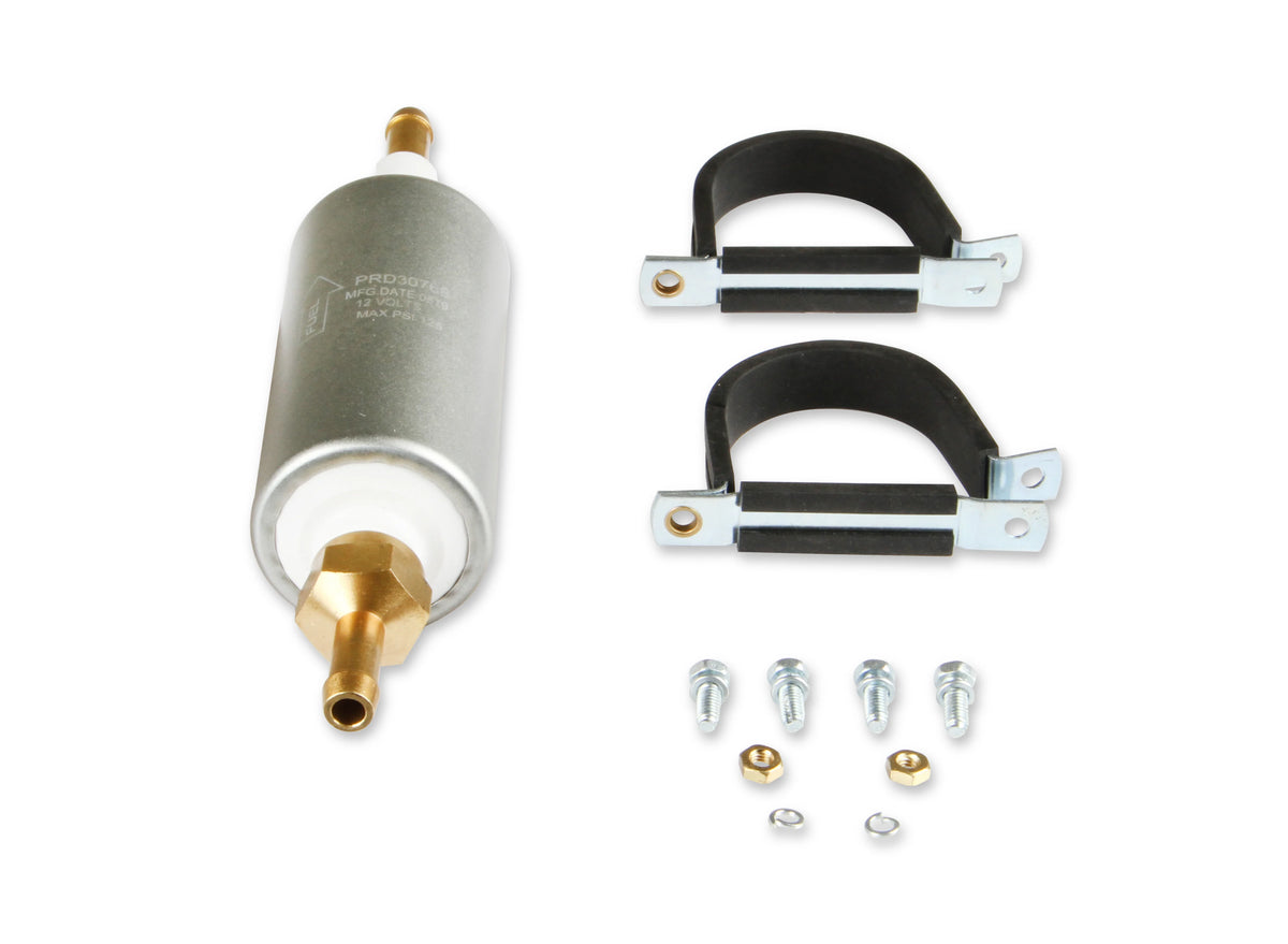 Fuel System Plumbing Kit w/ 40' of 3/8" Vapor Guard™ Fuel Hose, Electric Fuel Pump, Billet Fuel Filters, Bulkhead Fuel Fitting for Return Line to Tank, and Hardware.