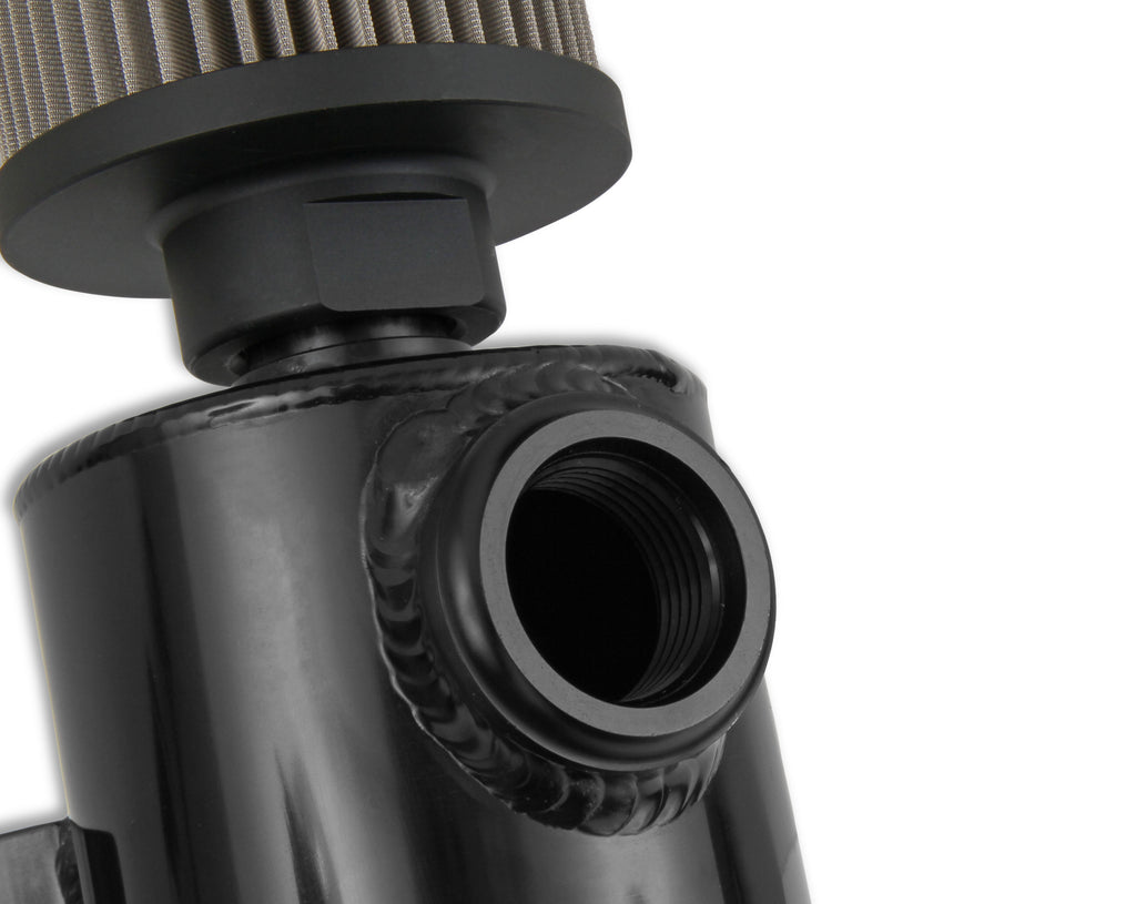 Black w/ Billet Filter, Drain Valve, -12 AN O-Ring Port (Inlet) & Mounting Brackets. 1/8" NPT on Drain Valve for Optional Remote Outlet Hose
