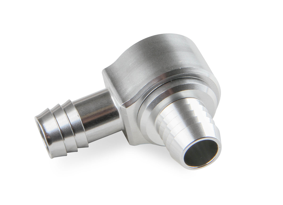 .588" Barb for Booster Grommet (fits Grommet w/ 13/16" OD on Booster), 1/2" Hose Barb for Engine Vacuum, Clear Anodized Finish, 1/2" Vacuum Hose Fits Most GM LS Engines