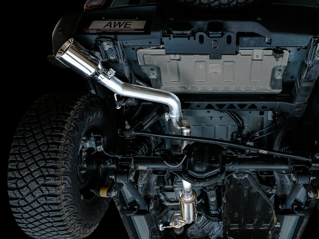 AWE 0FG Catback Exhaust for Ford Bronco with BashGuard™ - Single 5" Chrome Silver Tip