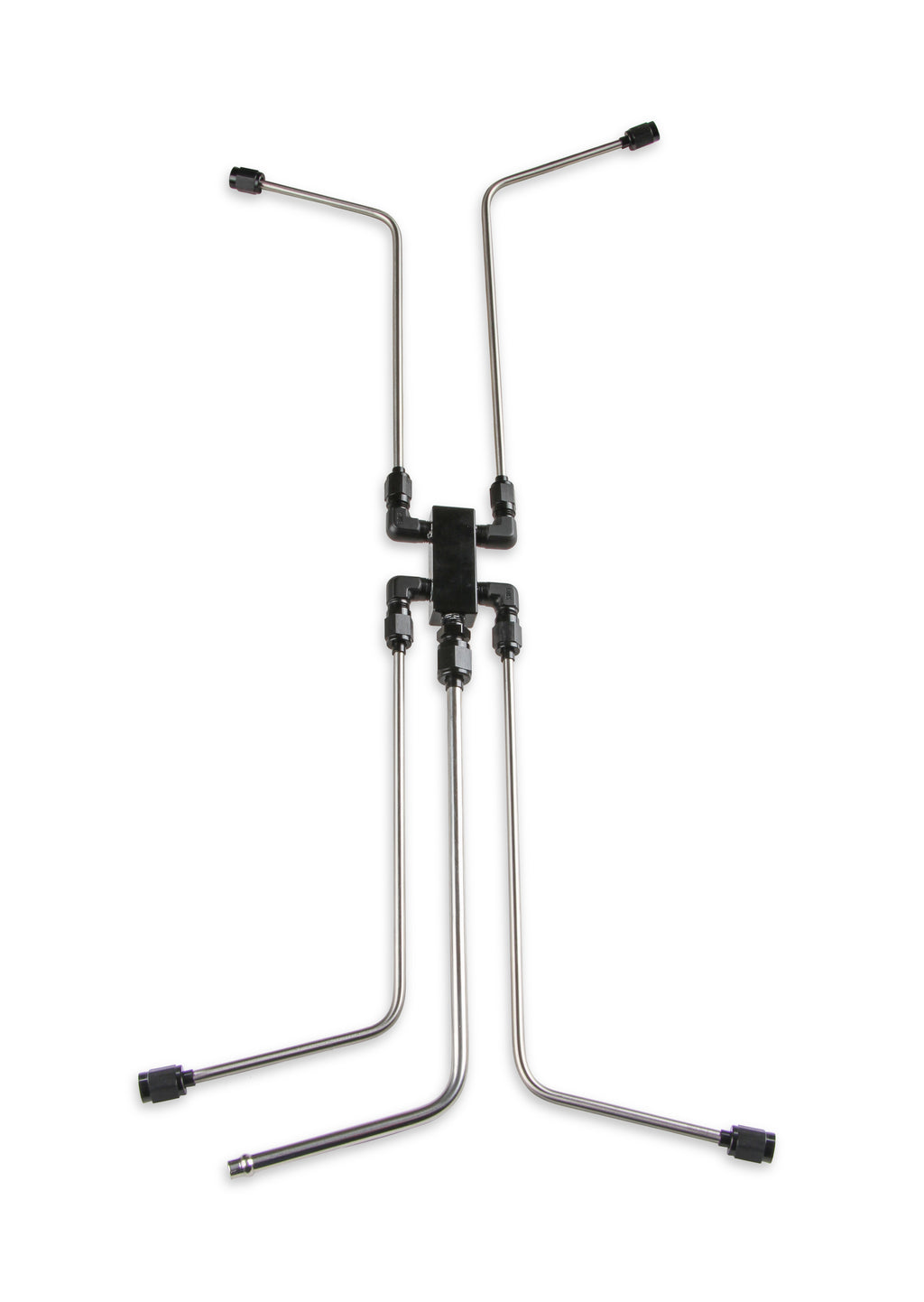 LS Steam Tube Kit w/ Stainless Steel Hard Line Tubing and Black Anodized Fittings & Distribution Block.  Four-Corner Style Allows Coolant Flow From the Front & Back of the Cylinder Heads.