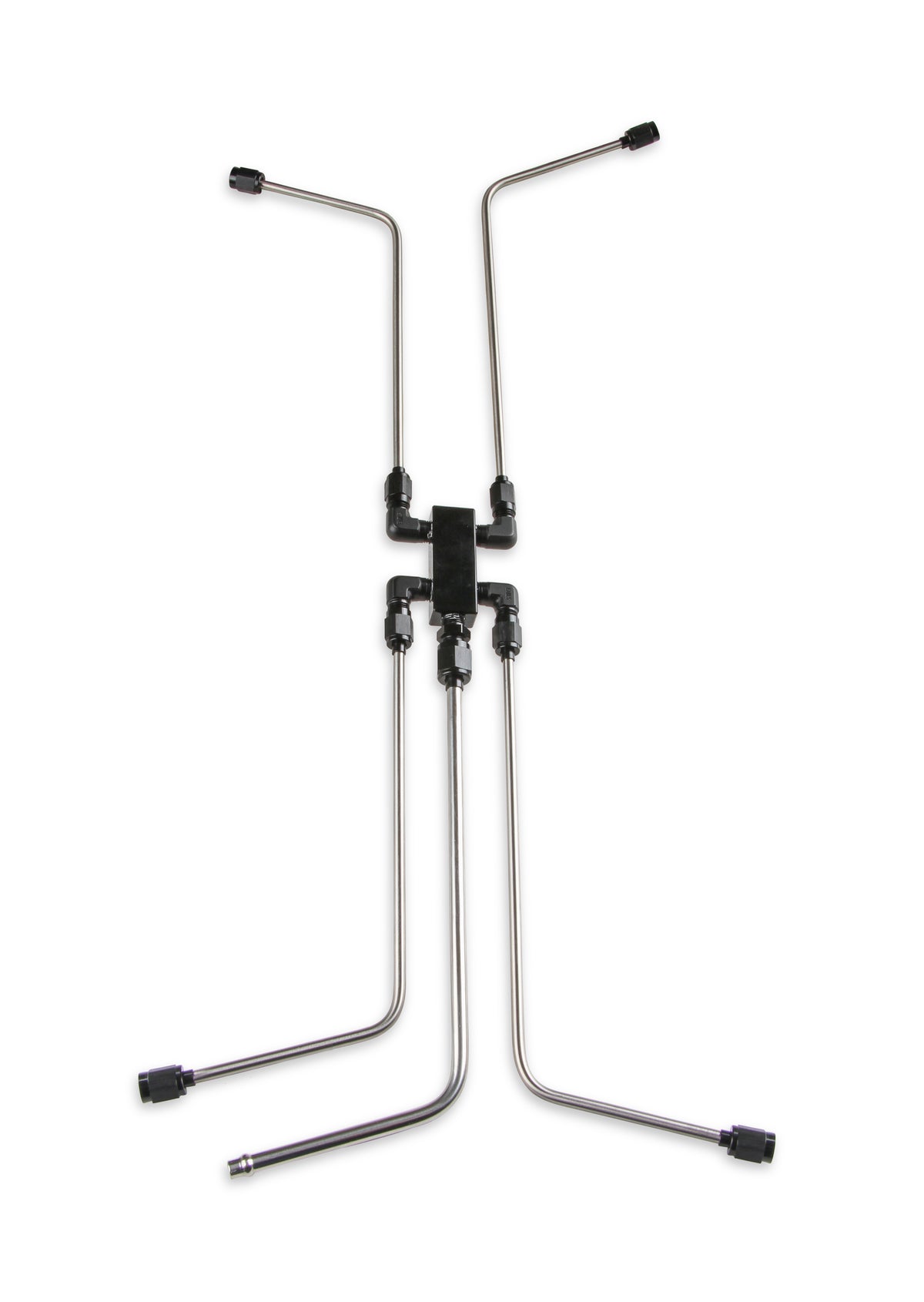 LS Steam Tube Kit w/ Stainless Steel Hard Line Tubing and Black Anodized Fittings & Distribution Block.  Four-Corner Style Allows Coolant Flow From the Front & Back of the Cylinder Heads.