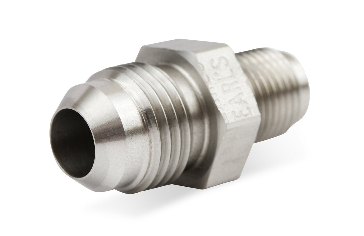 7/16"-24 Inverted Flare Male to -6 AN Male, Stainless Steel