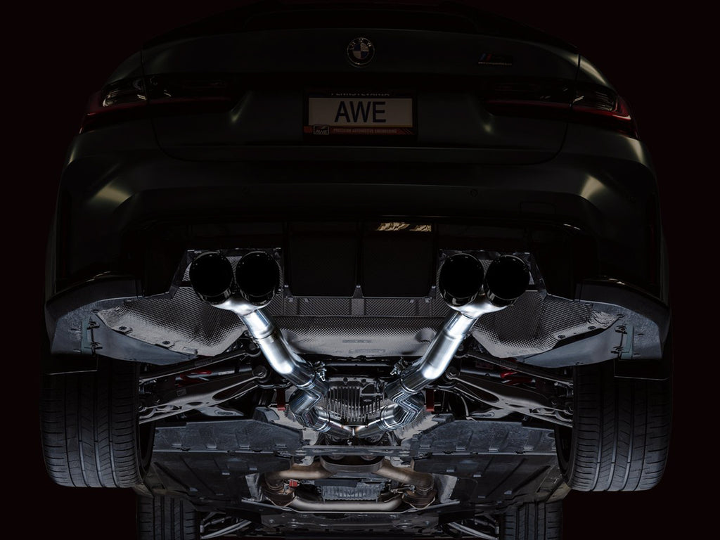 AWE Track Edition Catback Exhaust for BMW G8X M3/M4 - 4.5" Diamond Black Tips