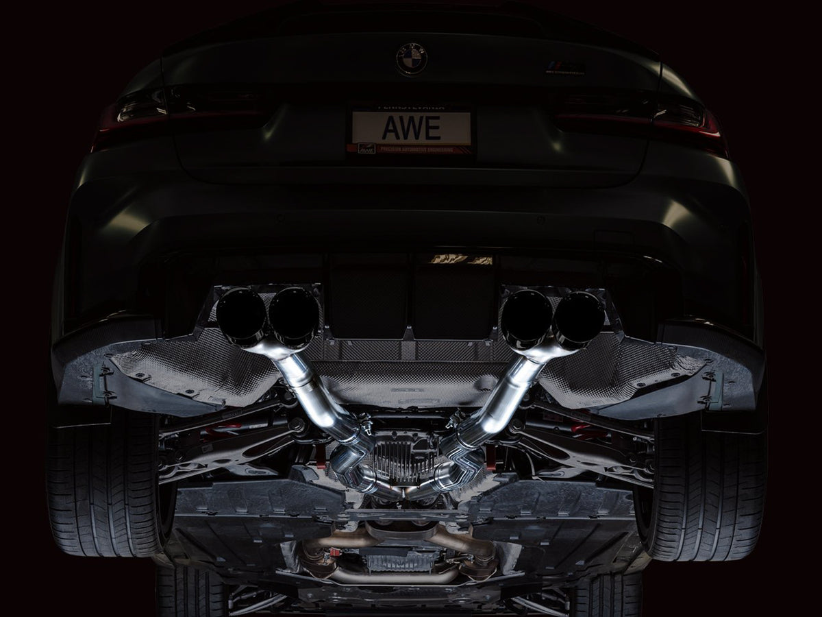 AWE Track Edition Catback Exhaust for BMW G8X M3/M4 - 4.5" Diamond Black Tips