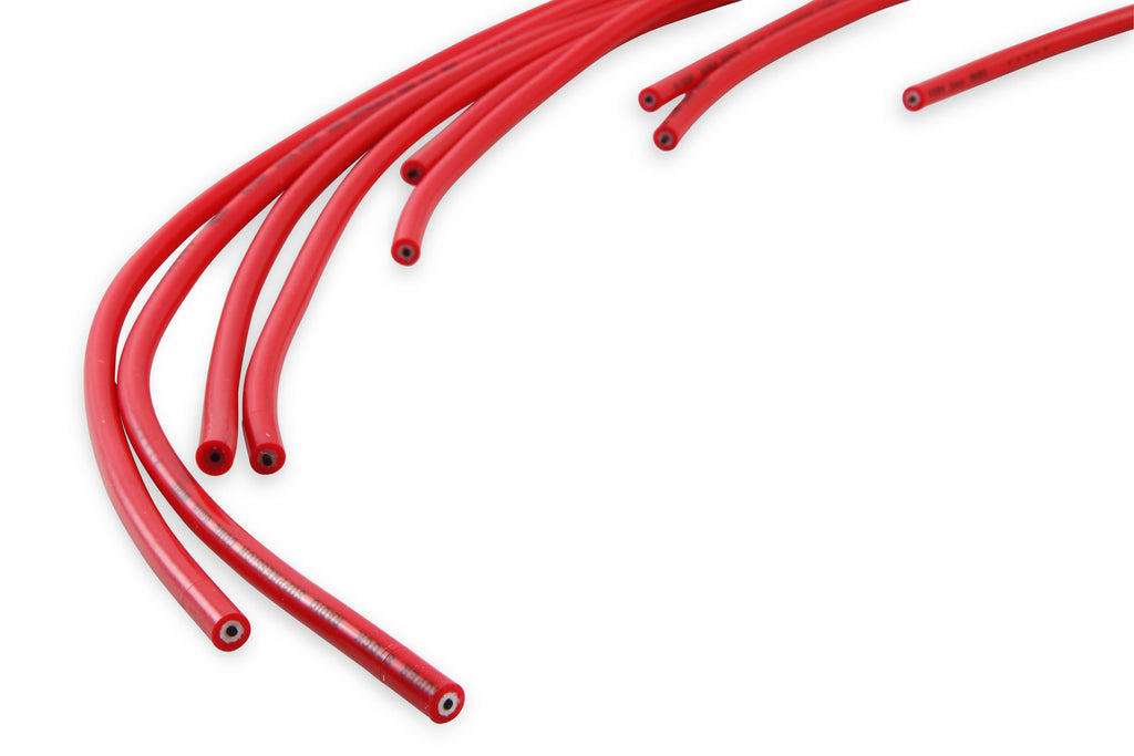 Spark Plug Wire Set- 8mm- Super Stock Universal-Graphite Core- 90 Deg Boots- Red - 4041R universal fit super stock 8mm spark plug wires feature a spiral core and red silicone jacket.