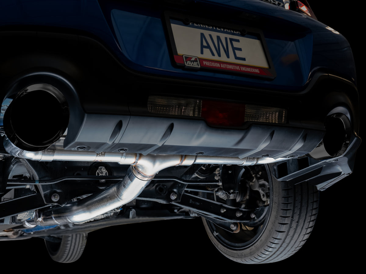 AWE Track Edition Exhaust for Subaru BRZ / Toyota GR86 / Toyota 86 / Scion FR-S - 5" Diamond Black Tips