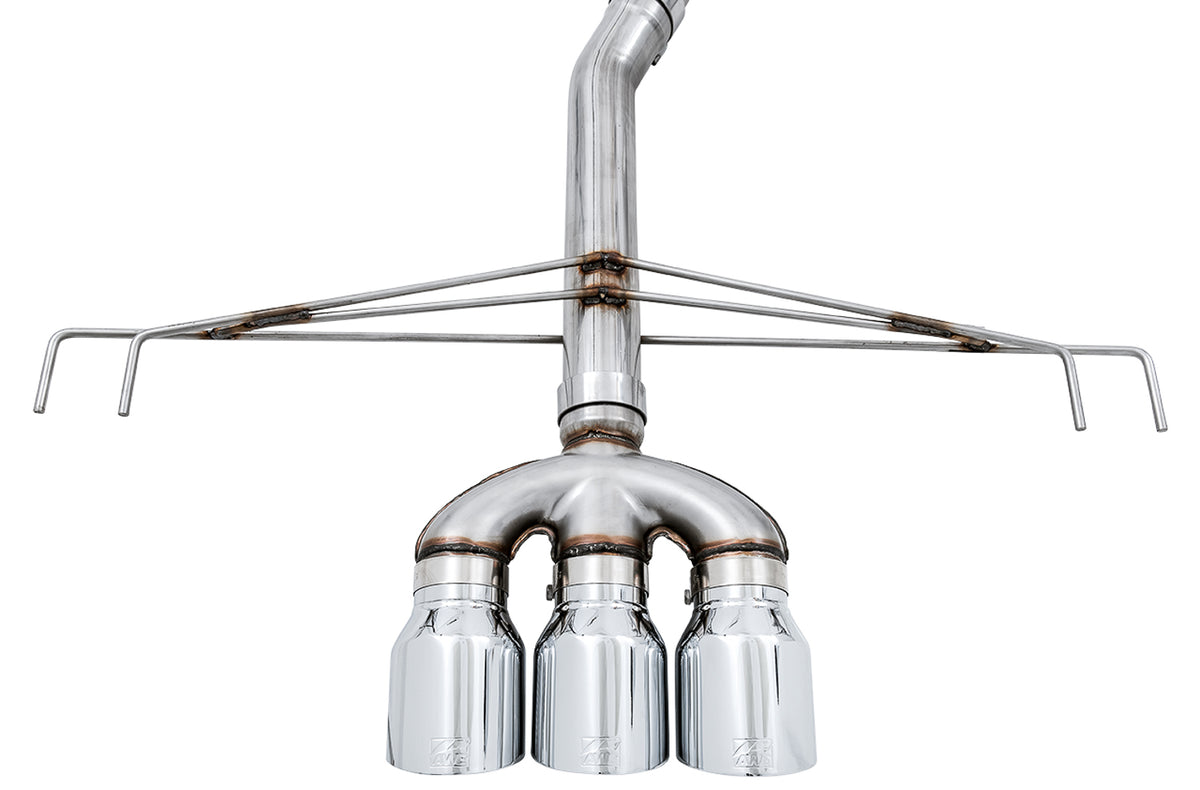 AWE Track Edition Exhaust for FK8 Civic Type R (includes Front Pipe) - Triple Chrome Silver Tips