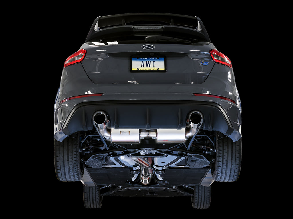AWE Touring Edition Cat-back Exhaust for Ford Focus RS- Resonated - Chrome Silver Tips